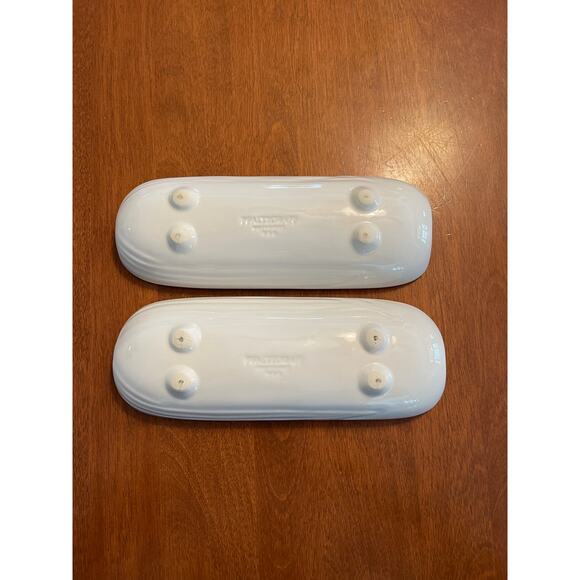 Pfaltzgraff Heritage White Footed Corn on the Cob Stonewear Holders Tray - Two - Picture 8 of 8